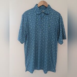 Donald Ross Blue Green Paisley Golf Polo Mens Medium Performance
